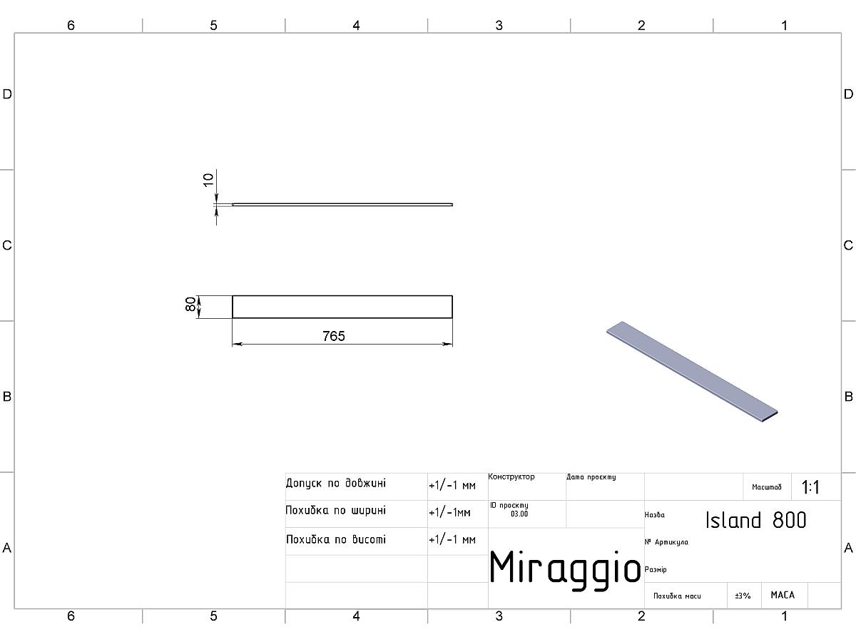 Накладка на злив умивальника ISLAND 800