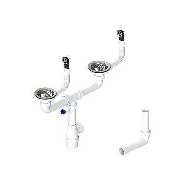 Сифон для мийки подвійний з 2 переливами