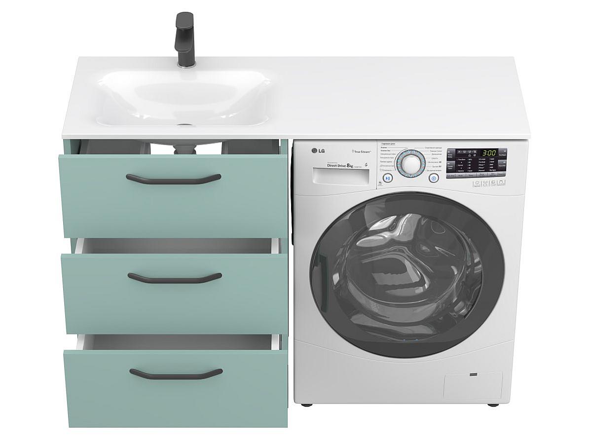 Тумба напольная TESSA Зеленая с умывальником JESSEL 1200 L