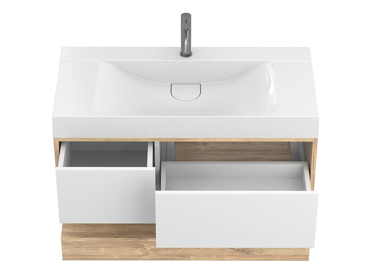 Тумба подвесная DUO Дуб Канзас с умывальником FLY 1000