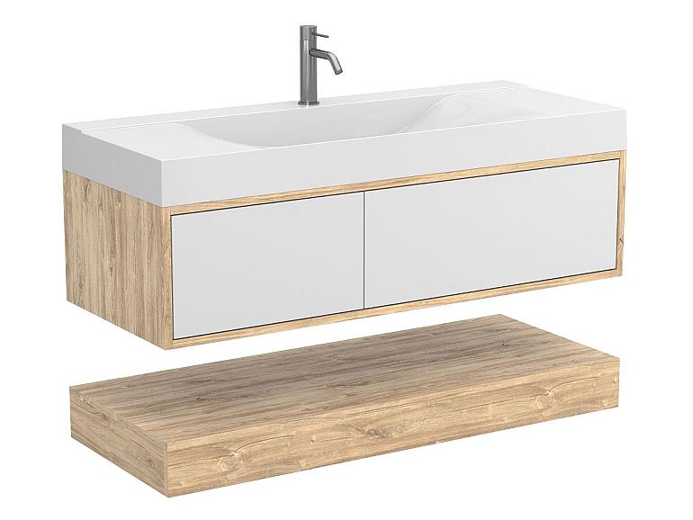 Тумба підвісна DUO Дуб Канзас з умивальником FLY 1200