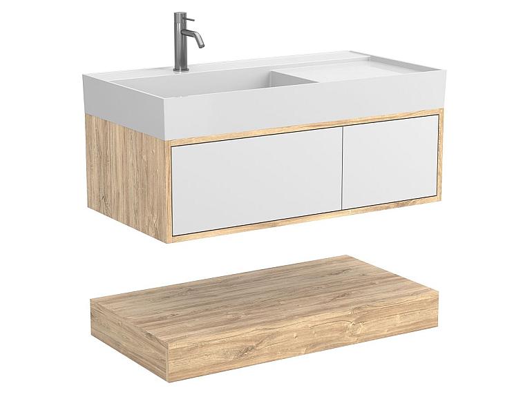 Тумба підвісна DUO Дуб Канзас з умивальником SOUL 1000