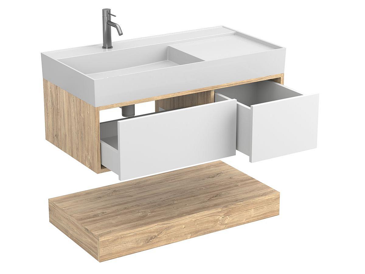 Тумба подвесная DUO Дуб Канзас с умывальником SOUL 1000