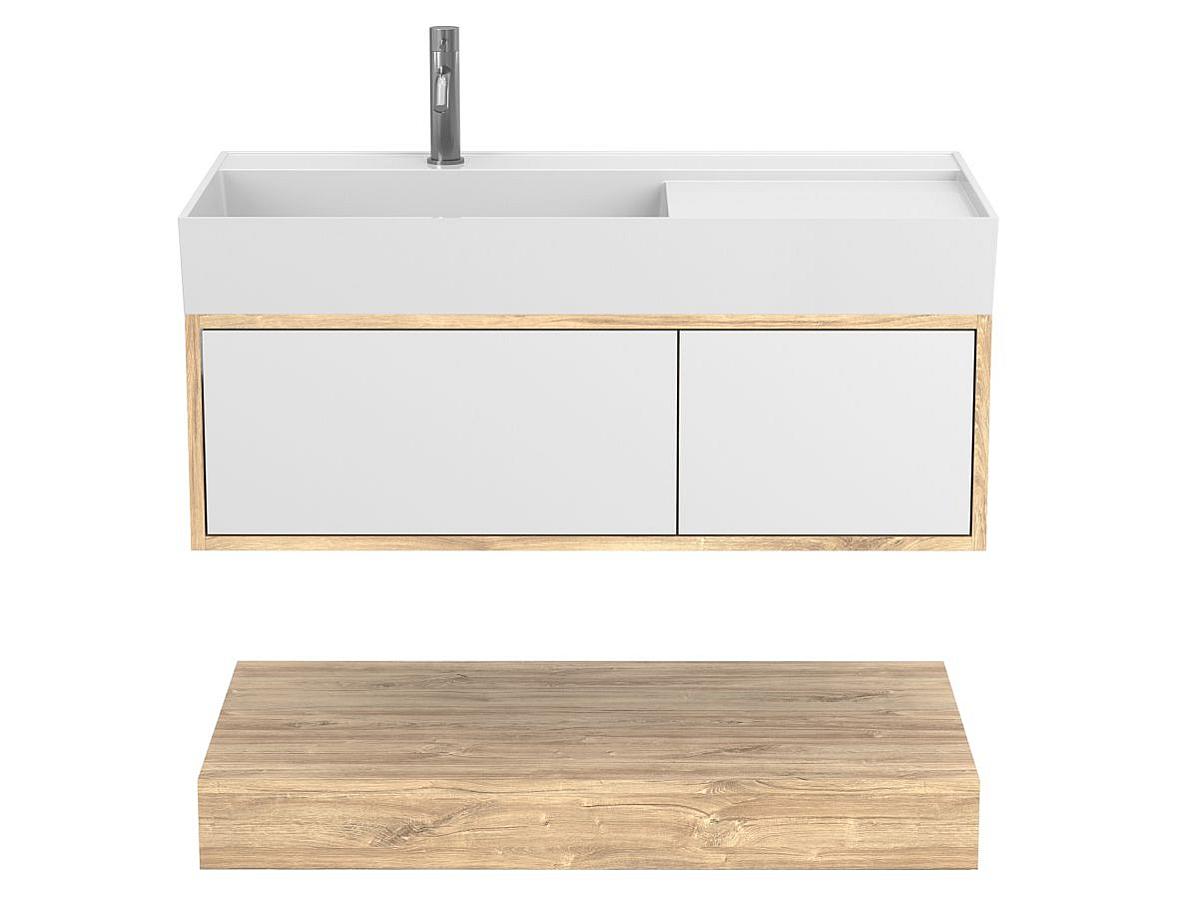 Тумба подвесная DUO Дуб Канзас с умывальником SOUL 1000