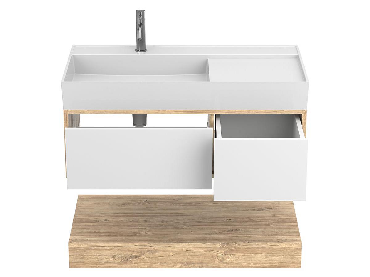 Тумба подвесная DUO Дуб Канзас с умывальником SOUL 1000