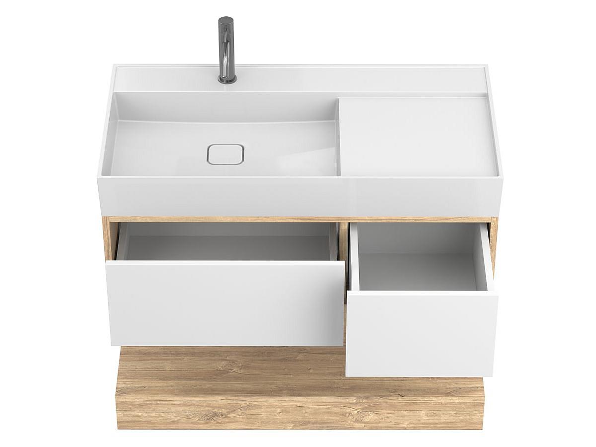 Тумба подвесная DUO Дуб Канзас с умывальником SOUL 1000