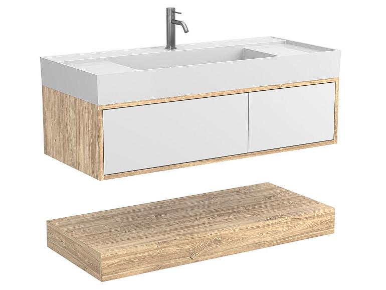 Тумба підвісна DUO Дуб Канзас з умивальником SOUL 1200