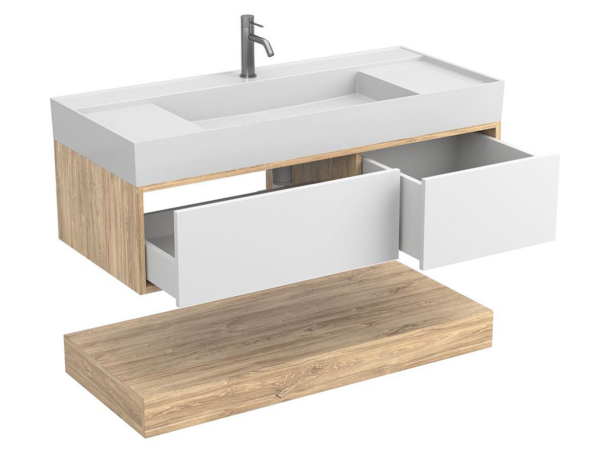 Тумба подвесная DUO Дуб Канзас с умывальником SOUL 1200