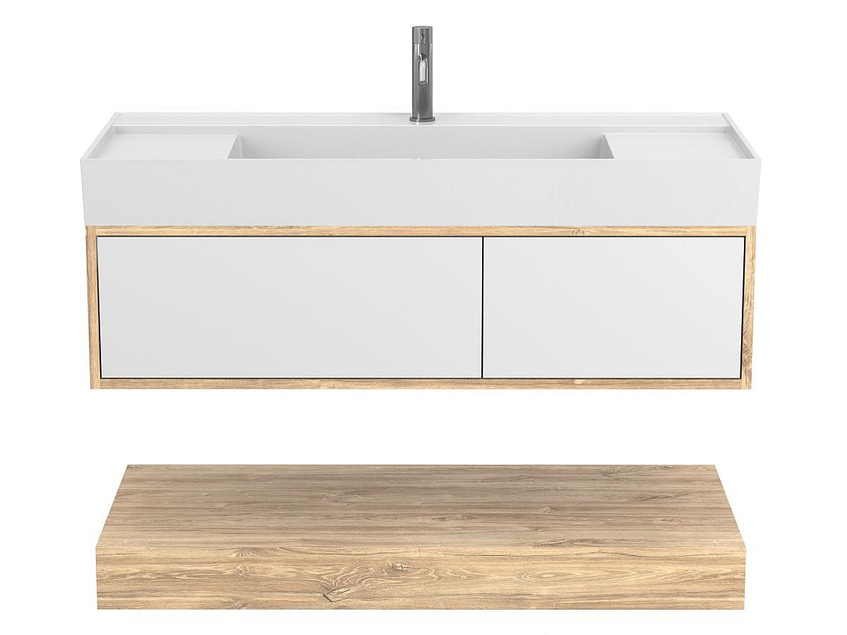 Тумба подвесная DUO Дуб Канзас с умывальником SOUL 1200