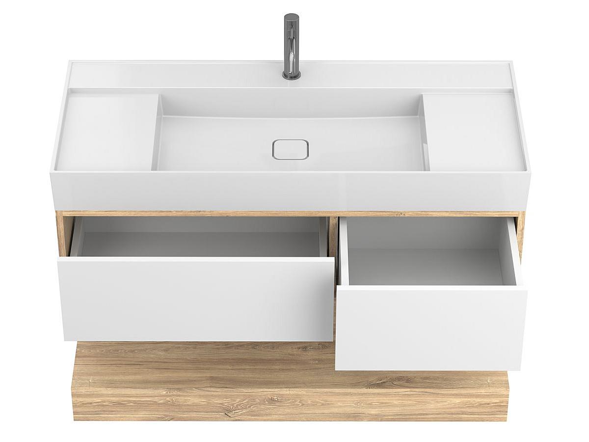 Тумба подвесная DUO Дуб Канзас с умывальником SOUL 1200