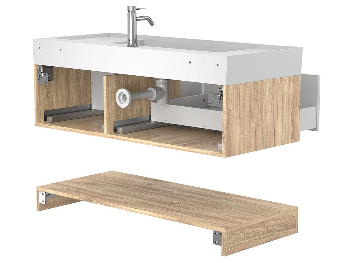 Тумба подвесная DUO Дуб Канзас с умывальником SOUL 1200
