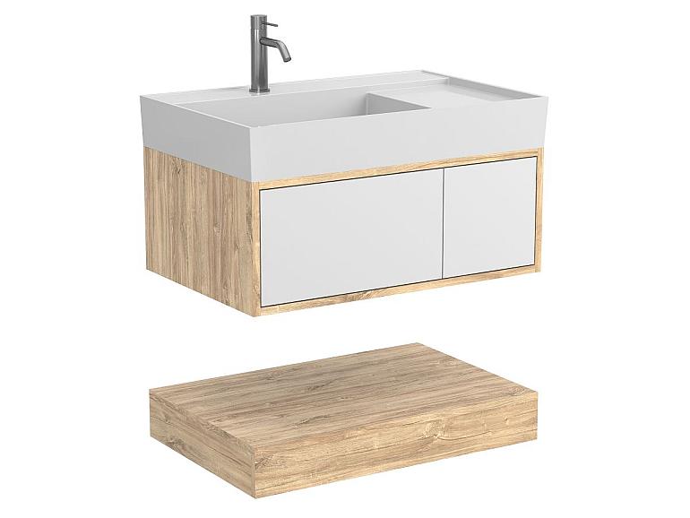 Тумба підвісна DUO Дуб Канзас з умивальником SOUL 800