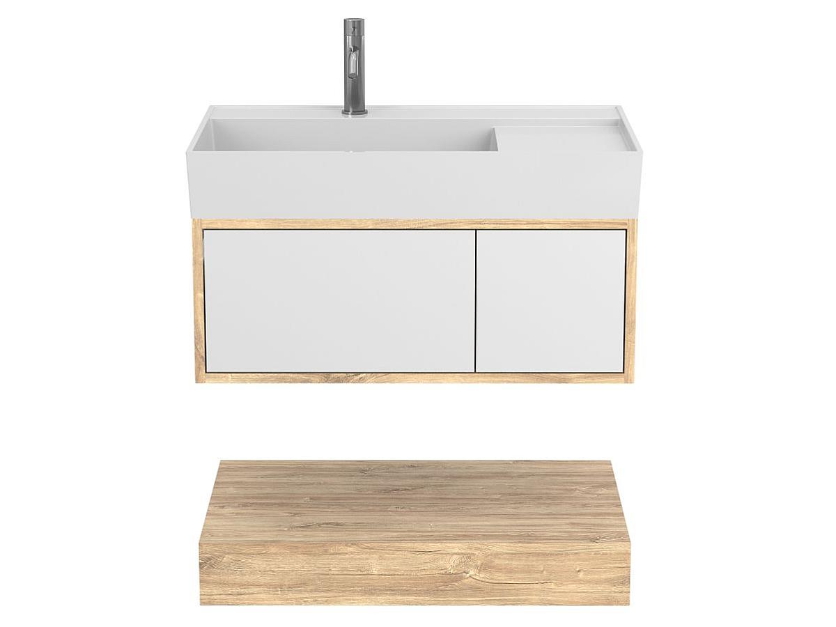 Тумба подвесная DUO Дуб Канзас с умывальником SOUL 800