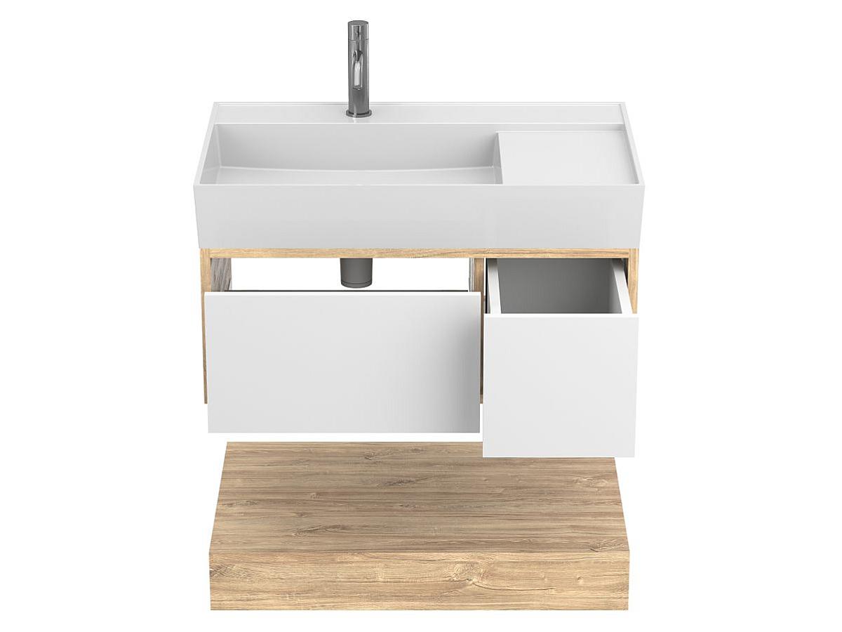 Тумба подвесная DUO Дуб Канзас с умывальником SOUL 800