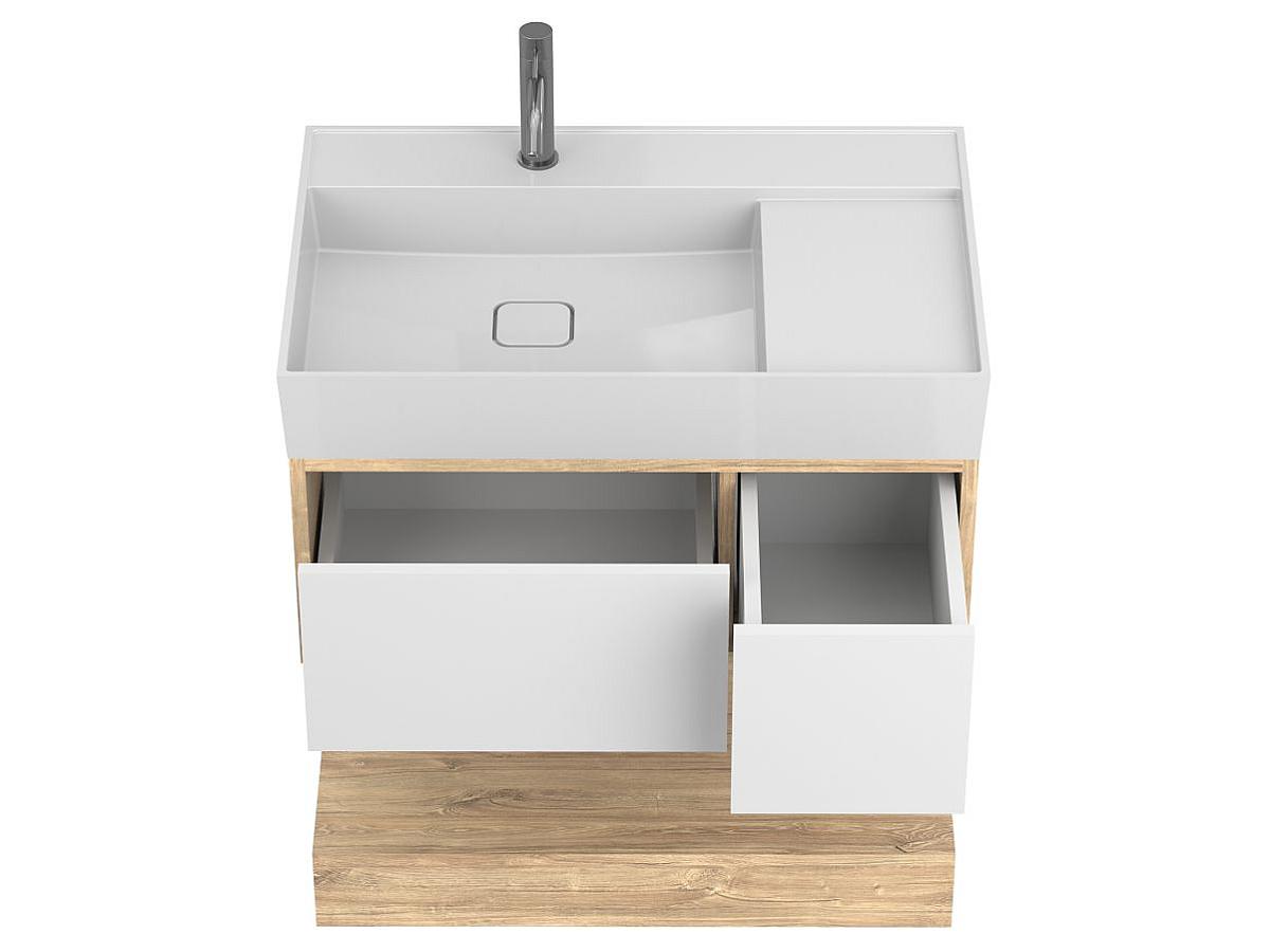 Тумба подвесная DUO Дуб Канзас с умывальником SOUL 800