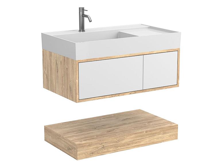 Тумба підвісна DUO Дуб Канзас з умивальником SOUL 900