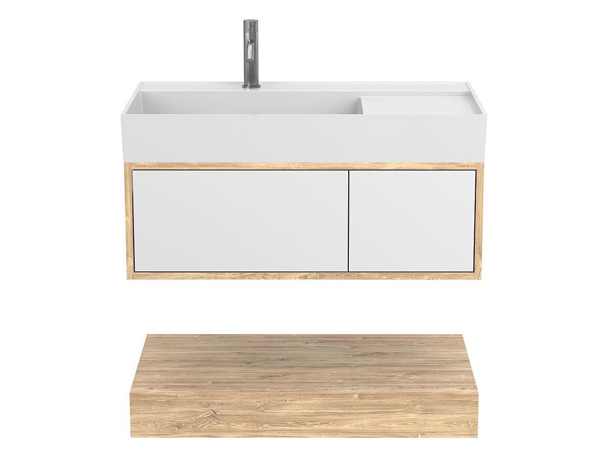 Тумба подвесная DUO Дуб Канзас с умывальником SOUL 900