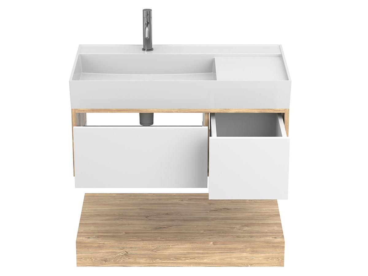 Тумба подвесная DUO Дуб Канзас с умывальником SOUL 900