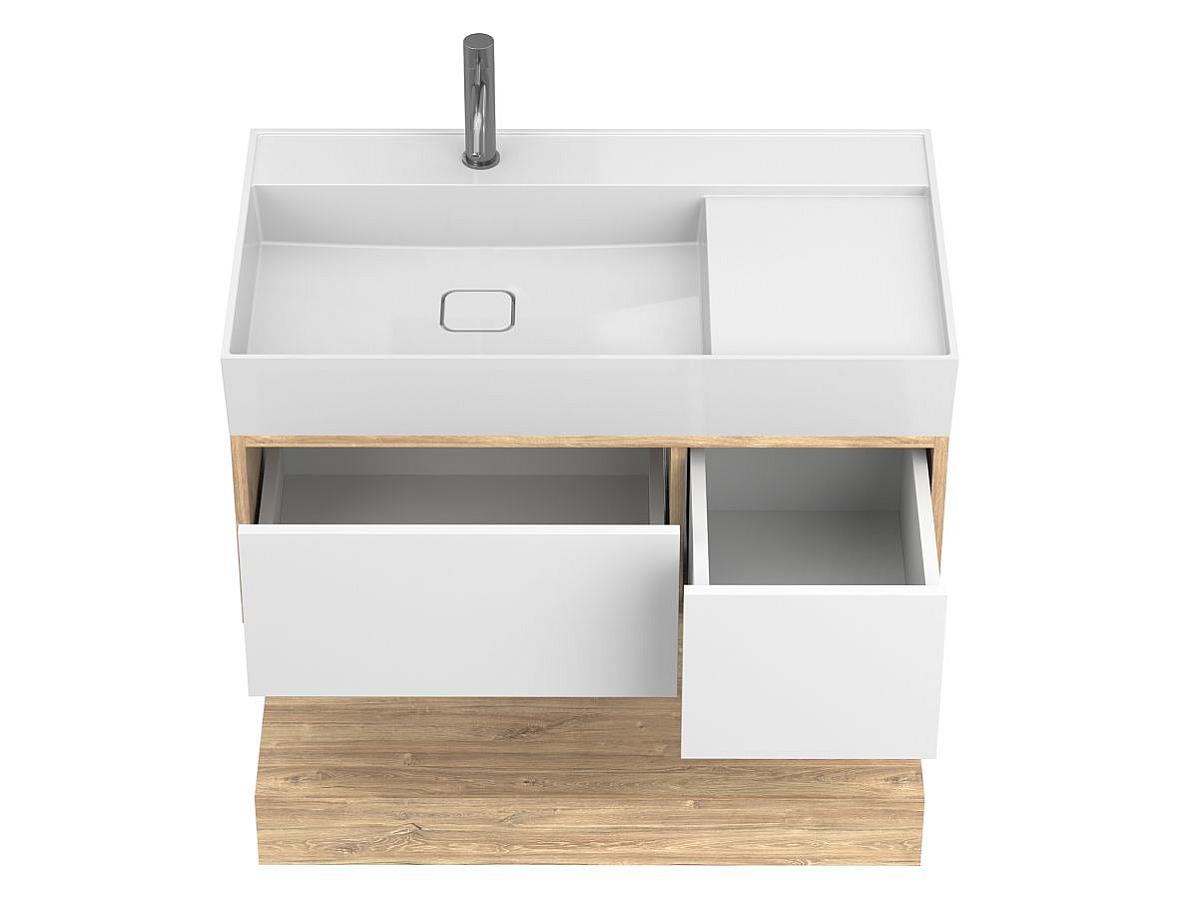 Тумба подвесная DUO Дуб Канзас с умывальником SOUL 900