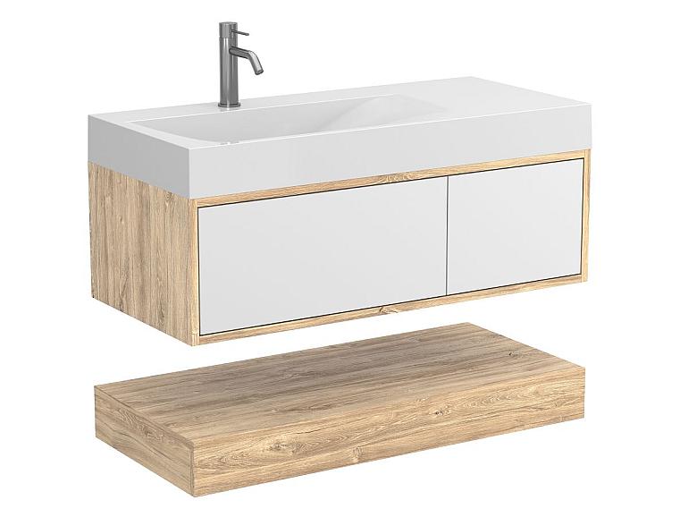 Тумба підвісна DUO Дуб Канзас з умивальником VIOLA 1000 L