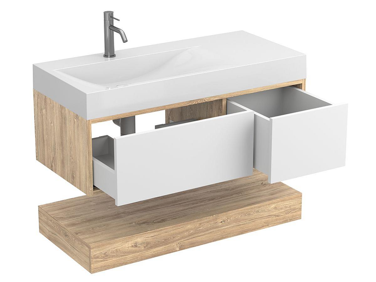 Тумба подвесная DUO Дуб Канзас с умывальником VIOLA 1000 L