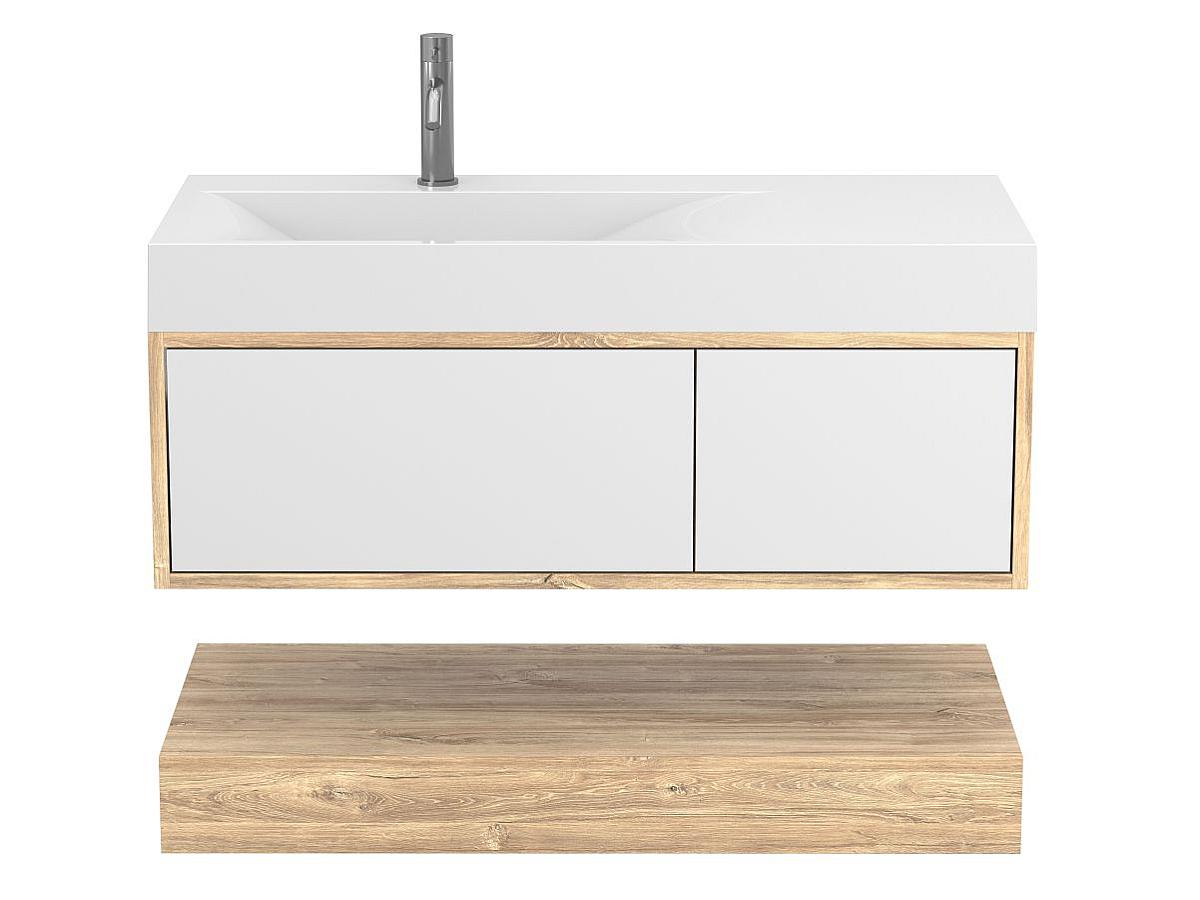Тумба подвесная DUO Дуб Канзас с умывальником VIOLA 1000 L