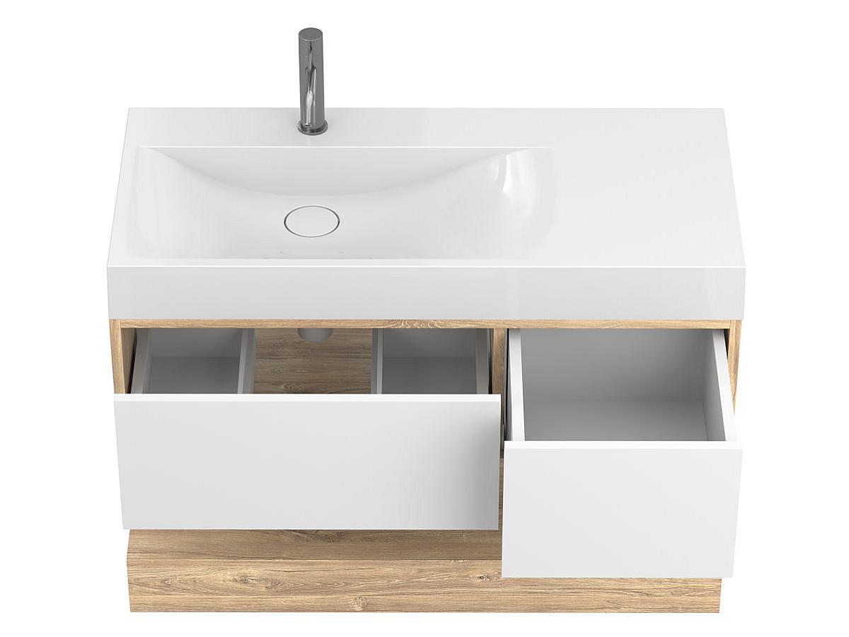 Тумба подвесная DUO Дуб Канзас с умывальником VIOLA 1000 L
