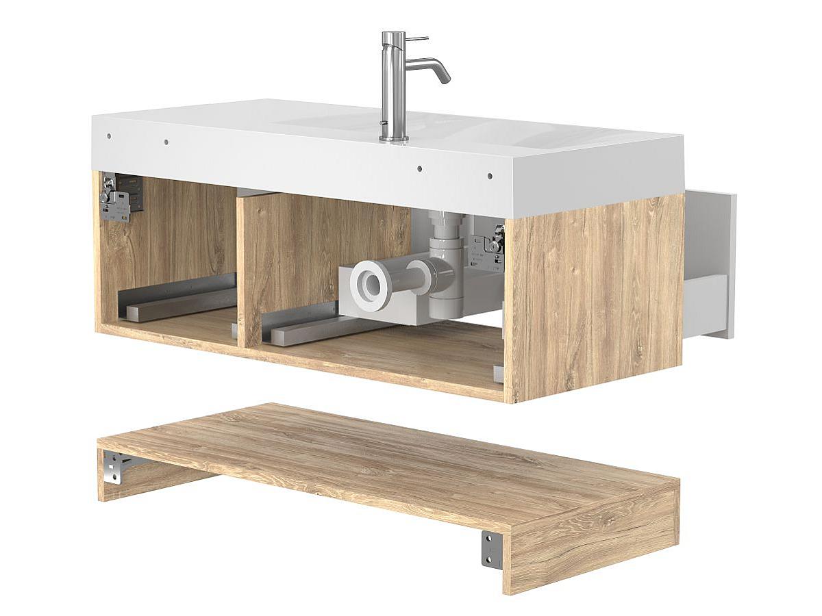 Тумба подвесная DUO Дуб Канзас с умывальником VIOLA 1000 L