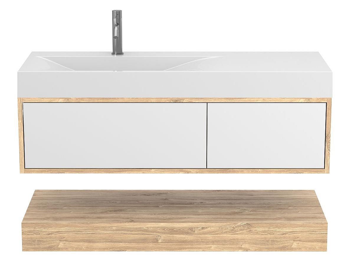Тумба подвесная DUO Дуб Канзас с умывальником VIOLA 1200 L