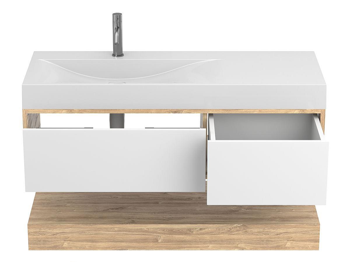 Тумба подвесная DUO Дуб Канзас с умывальником VIOLA 1200 L