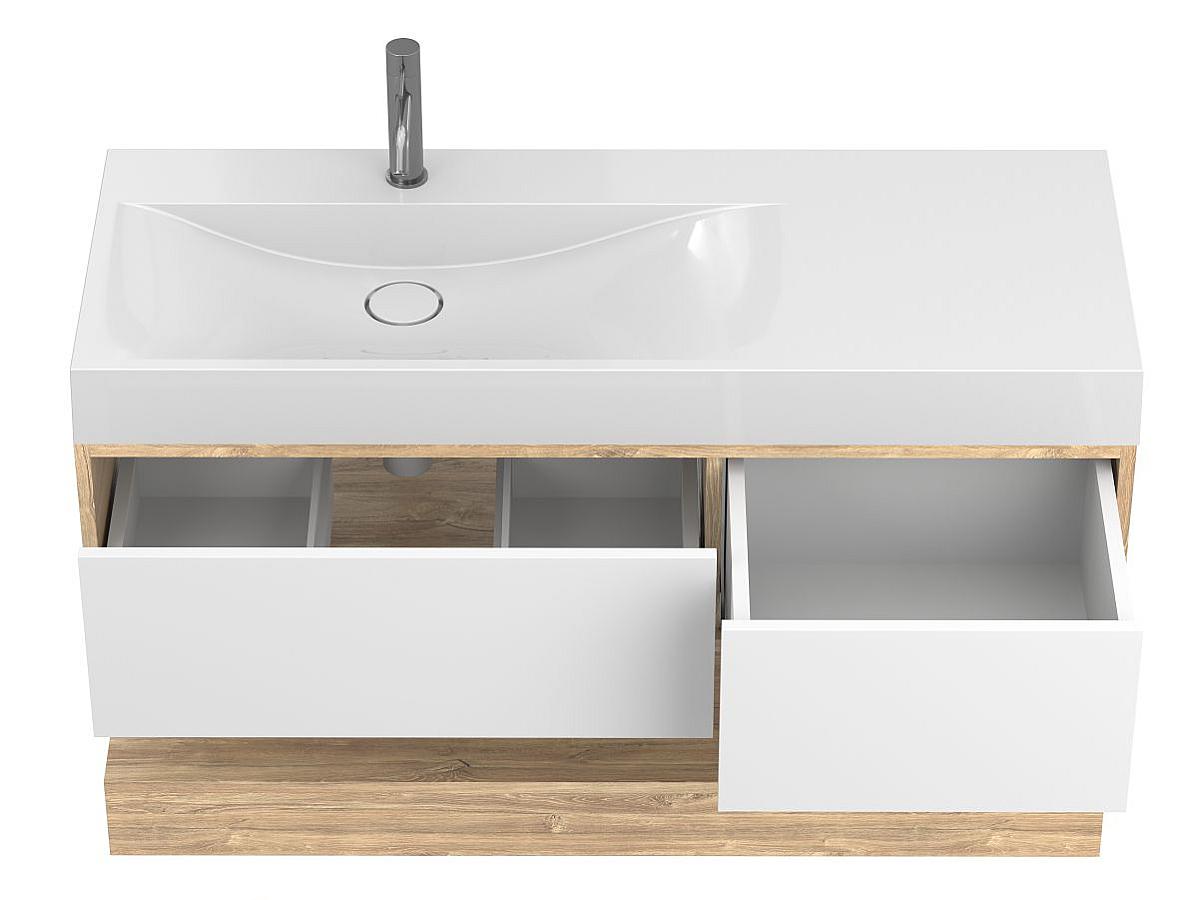Тумба подвесная DUO Дуб Канзас с умывальником VIOLA 1200 L