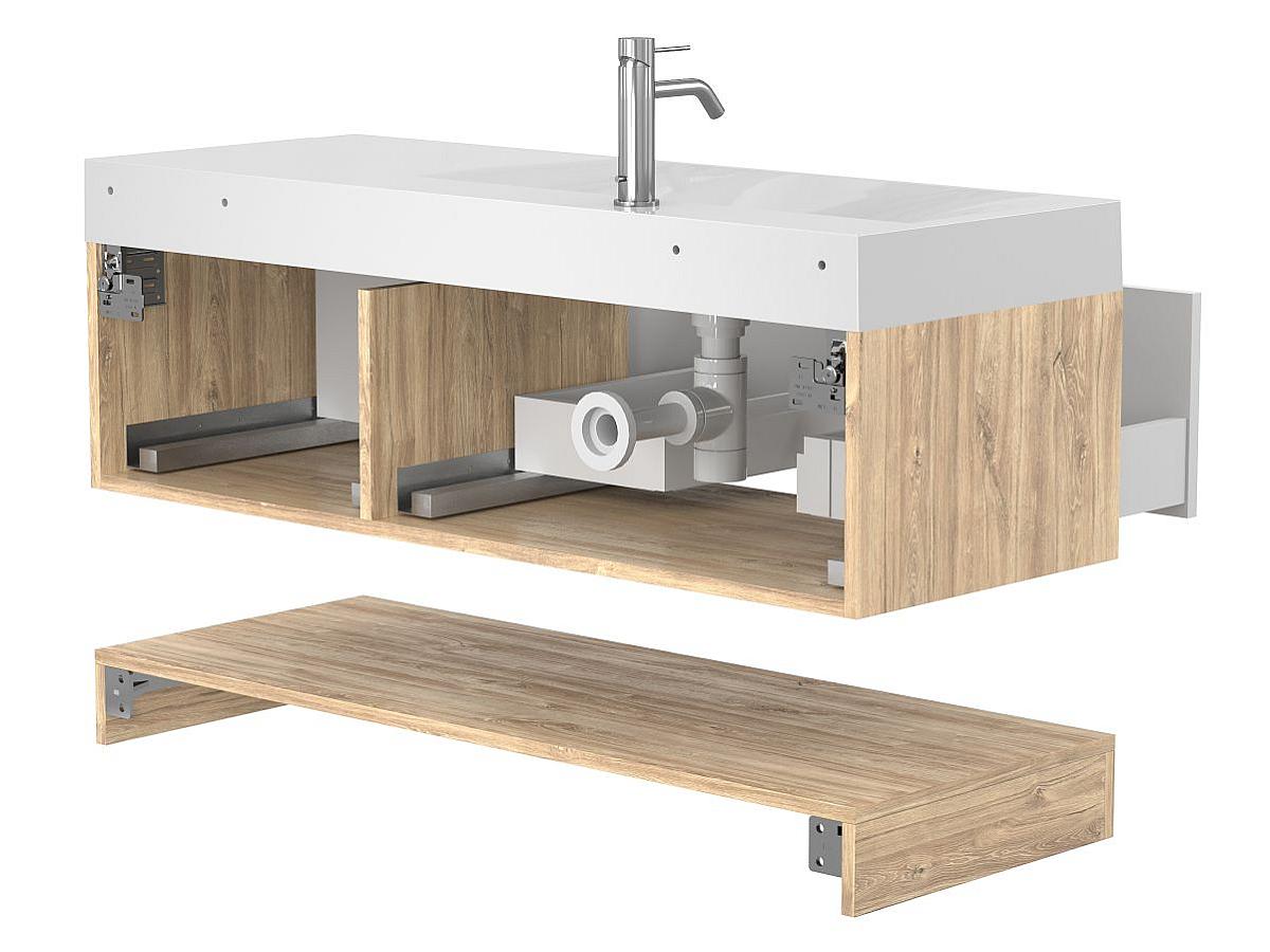 Тумба подвесная DUO Дуб Канзас с умывальником VIOLA 1200 L