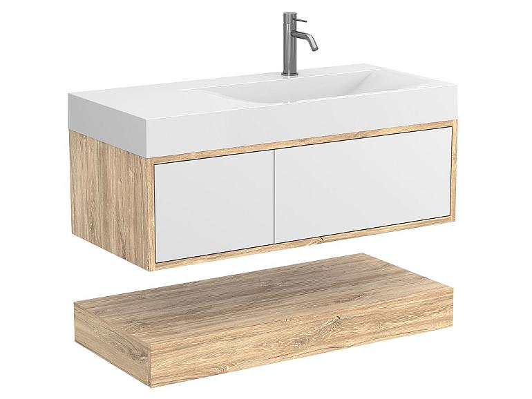 Тумба підвісна DUO Дуб Канзас з умивальником VIOLA 1000 R