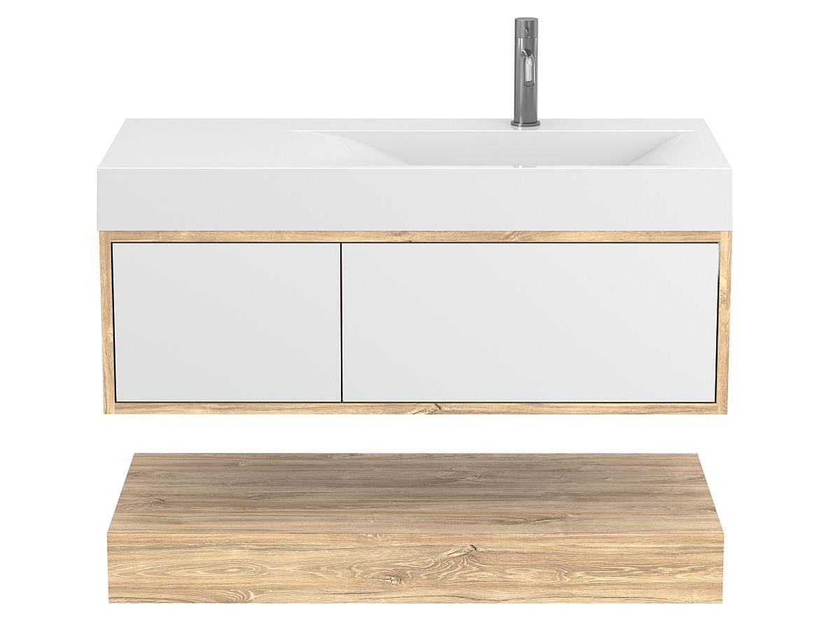 Тумба подвесная DUO Дуб Канзас с умывальником VIOLA 1000 R
