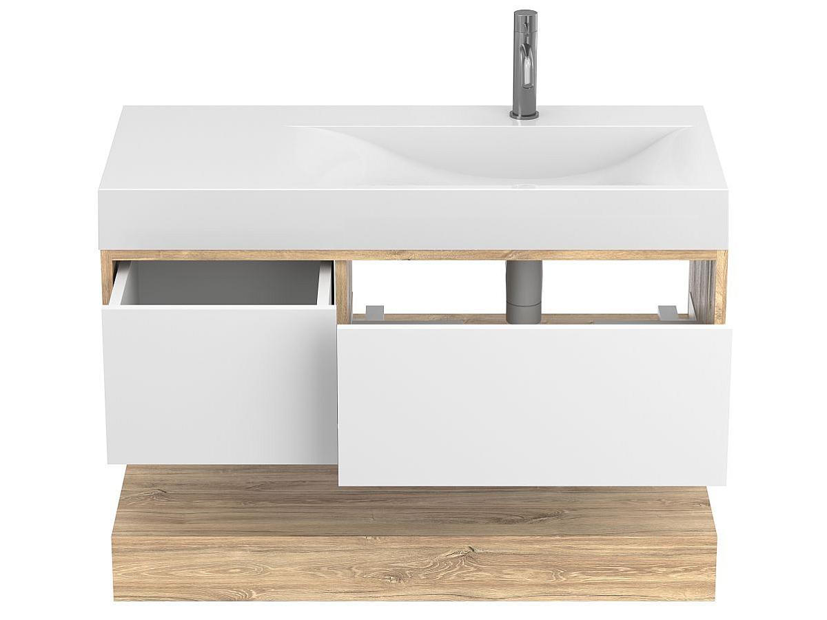 Тумба подвесная DUO Дуб Канзас с умывальником VIOLA 1000 R