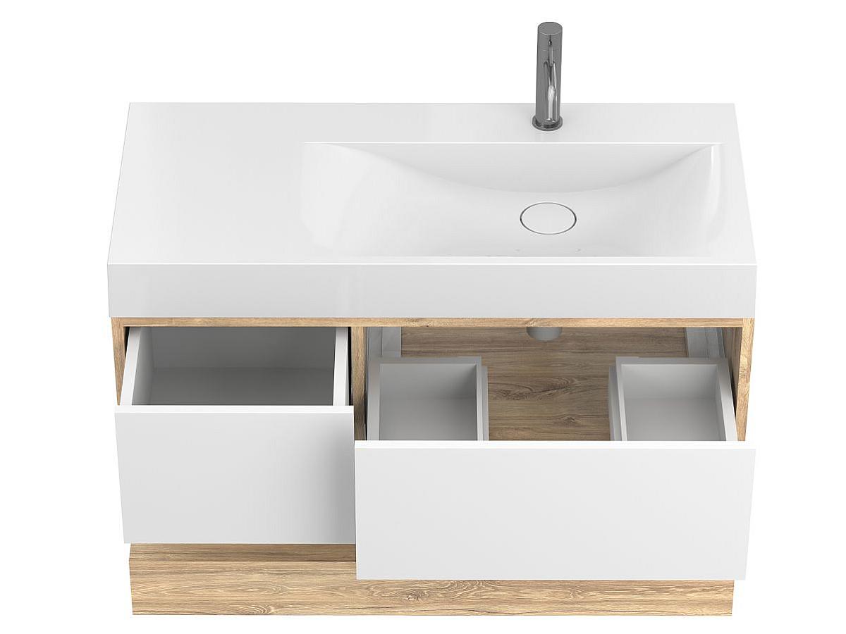 Тумба подвесная DUO Дуб Канзас с умывальником VIOLA 1000 R