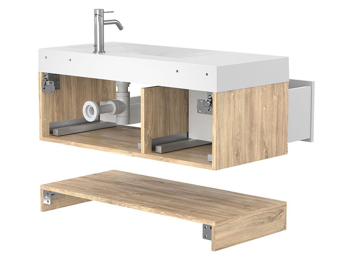 Тумба подвесная DUO Дуб Канзас с умывальником VIOLA 1000 R