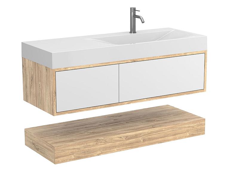 Тумба підвісна DUO Дуб Канзас з умивальником VIOLA 1200 R