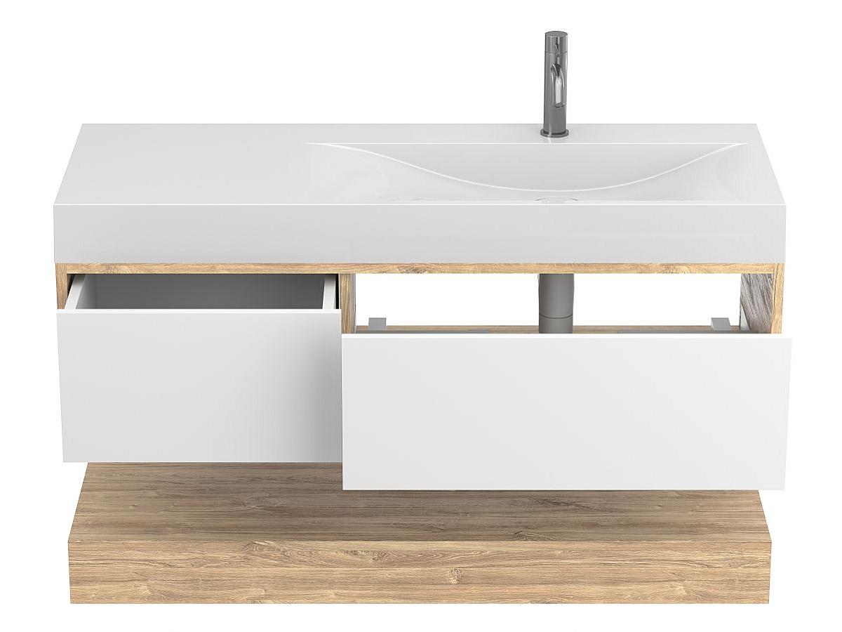 Тумба подвесная DUO Дуб Канзас с умывальником VIOLA 1200 R