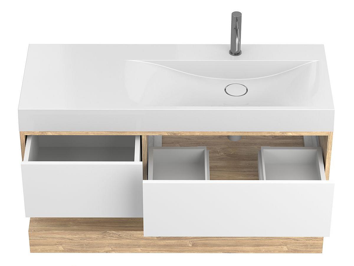 Тумба подвесная DUO Дуб Канзас с умывальником VIOLA 1200 R