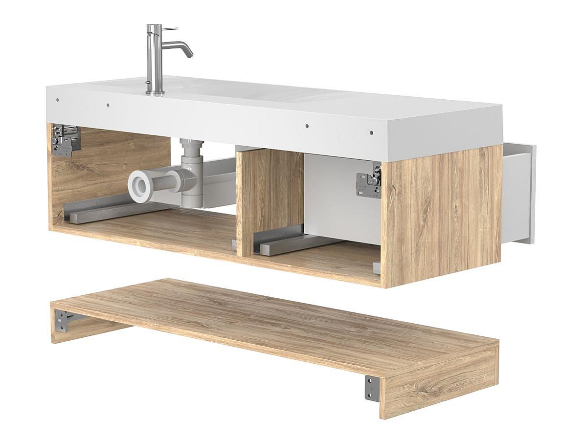 Тумба подвесная DUO Дуб Канзас с умывальником VIOLA 1200 R