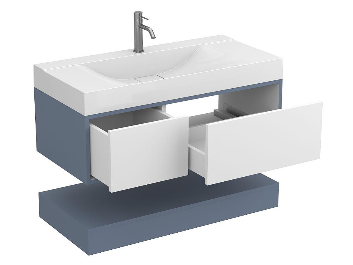 Тумба подвесная DUO Серый с умывальником FLY 1000