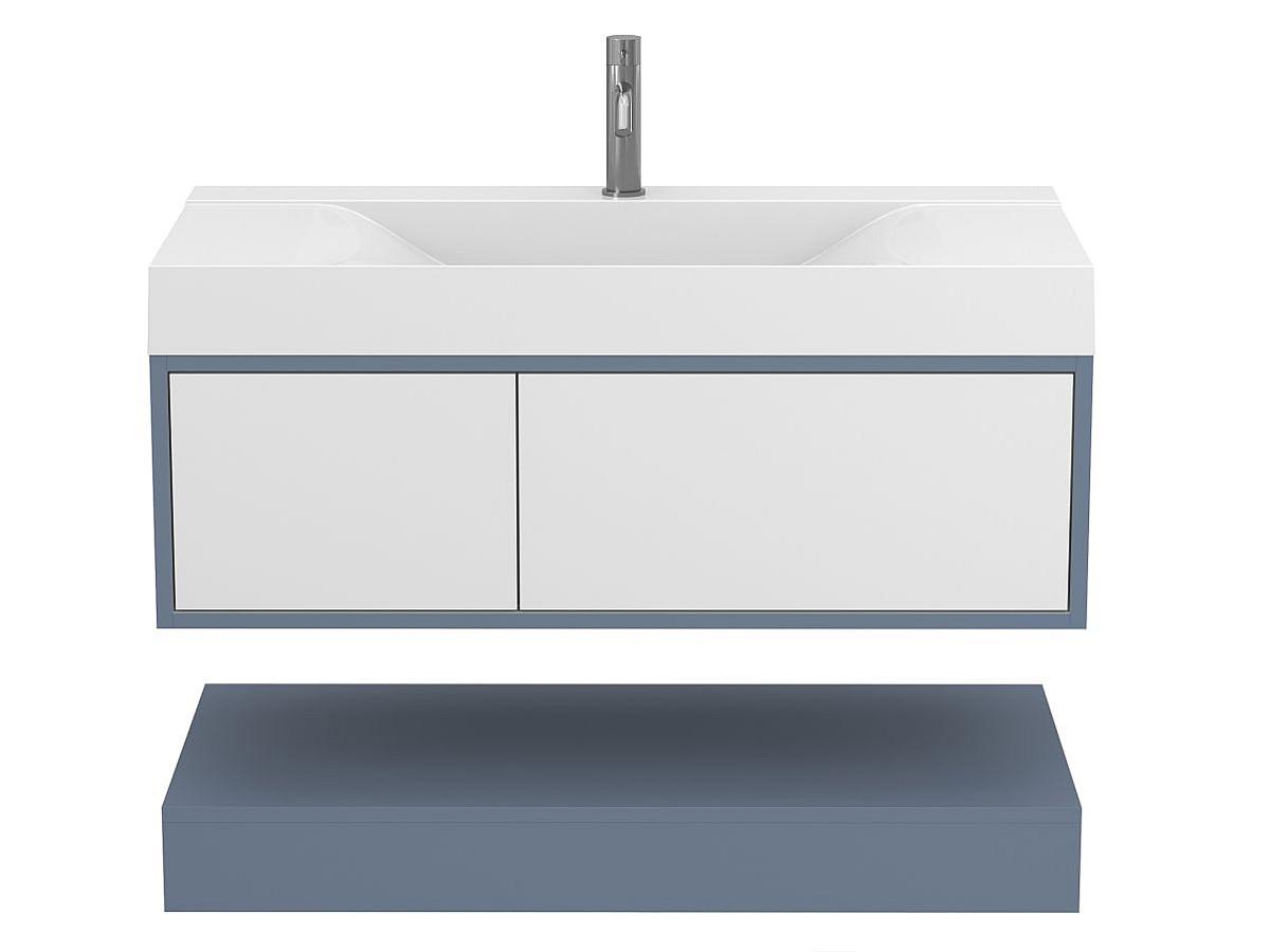 Тумба подвесная DUO Серый с умывальником FLY 1000