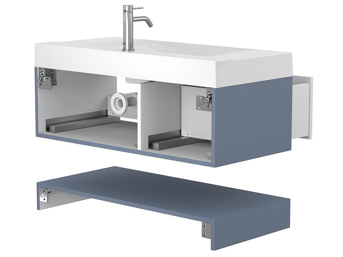 Тумба подвесная DUO Серый с умывальником FLY 1000