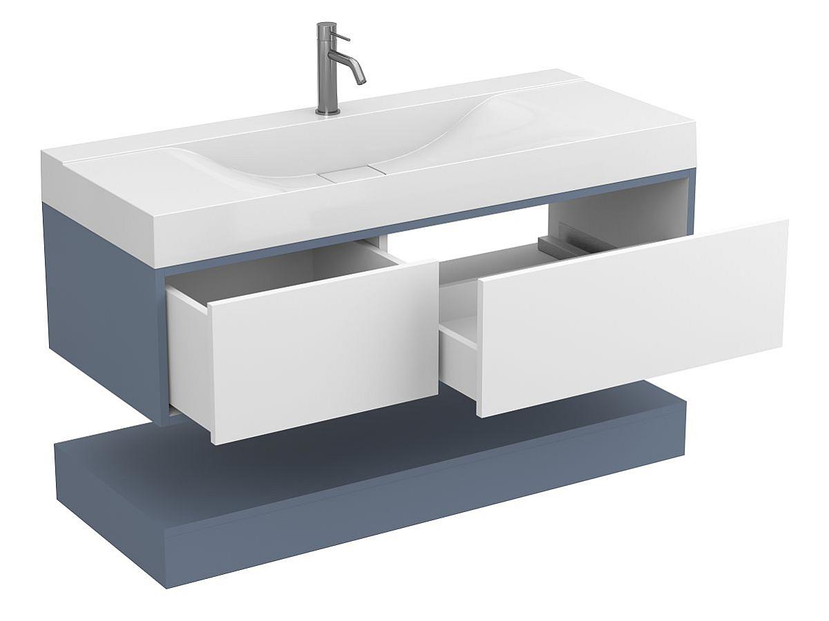 Тумба подвесная DUO Серый с умывальником FLY 1200