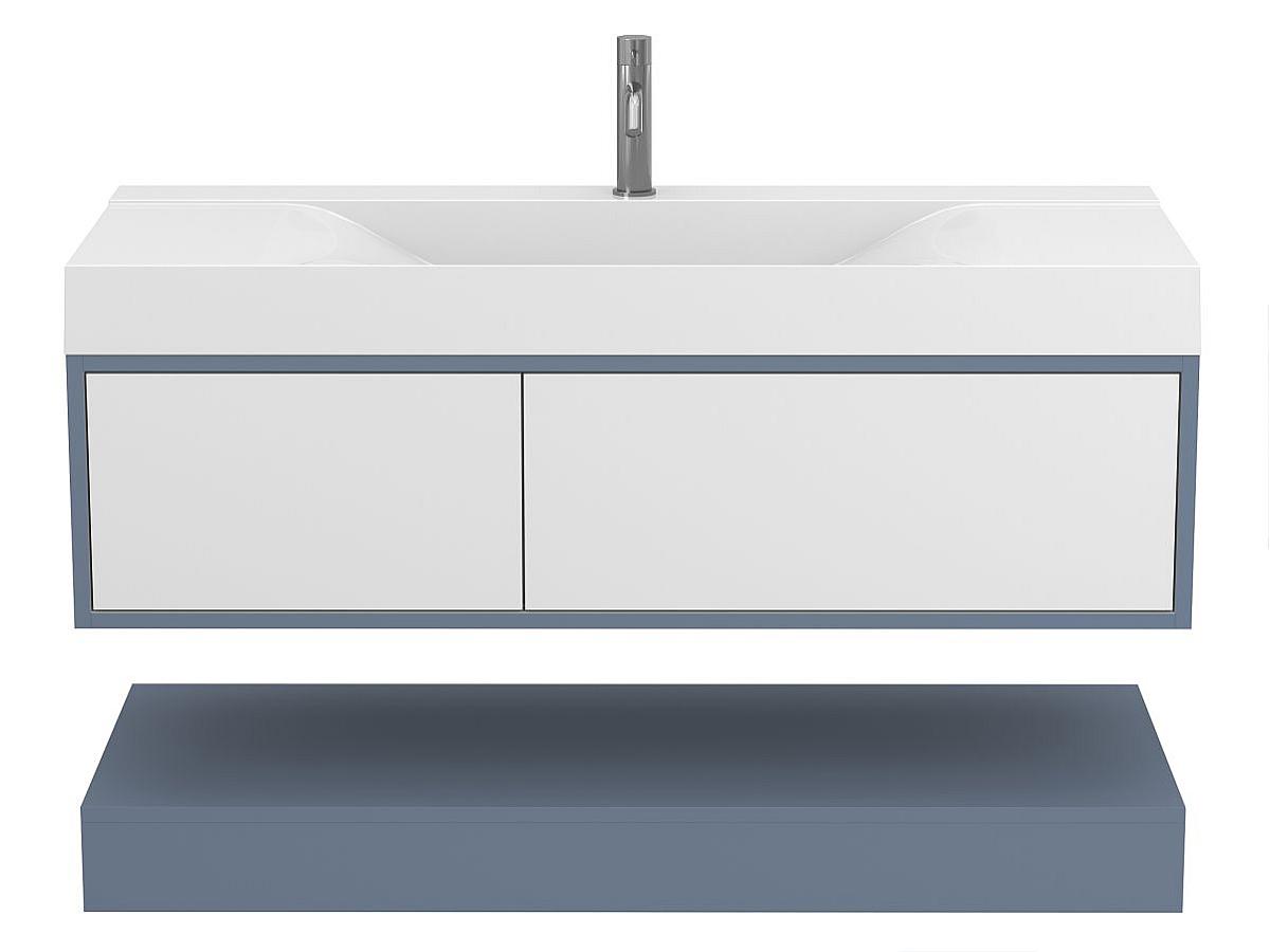 Тумба подвесная DUO Серый с умывальником FLY 1200