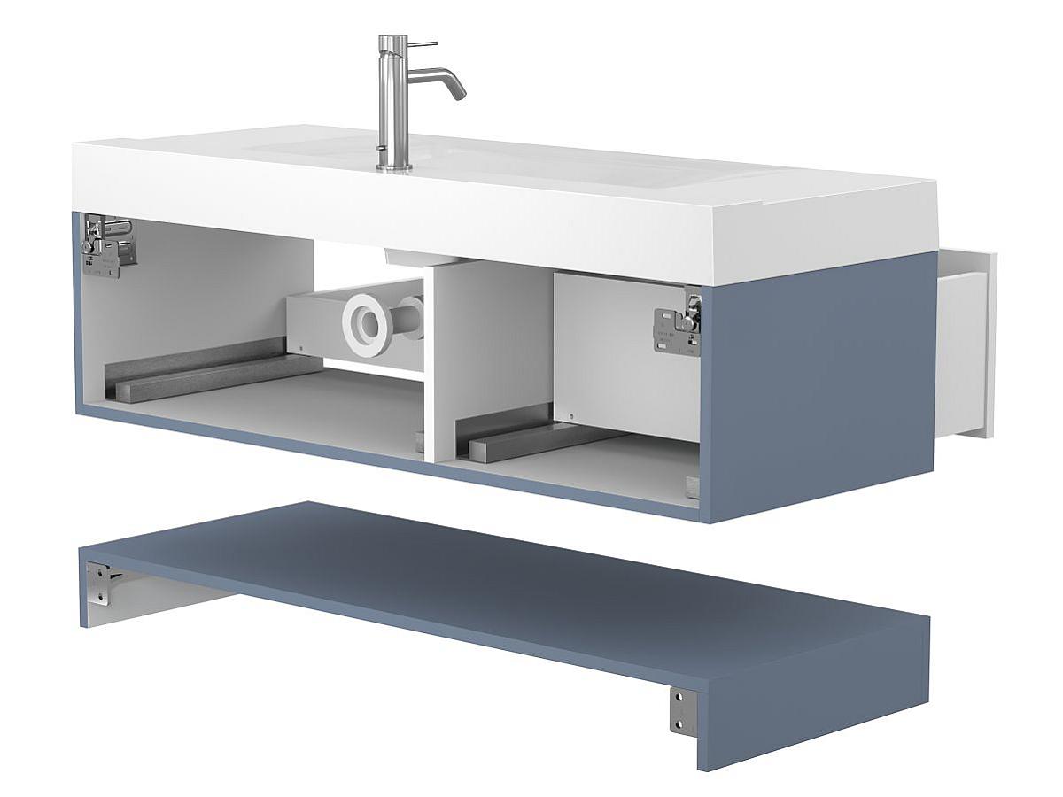 Тумба подвесная DUO Серый с умывальником FLY 1200