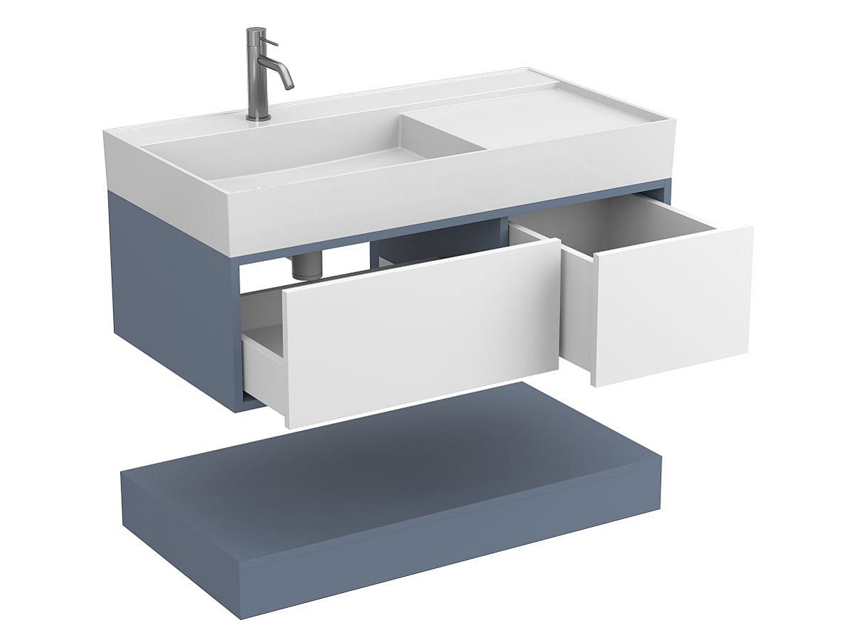 Тумба подвесная DUO Серый с умывальником SOUL 1000