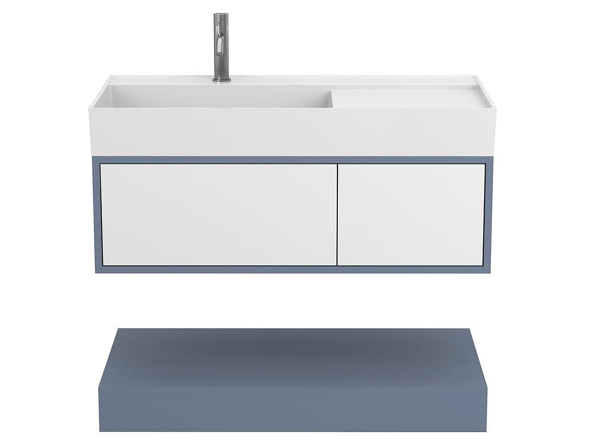 Тумба подвесная DUO Серый с умывальником SOUL 1000