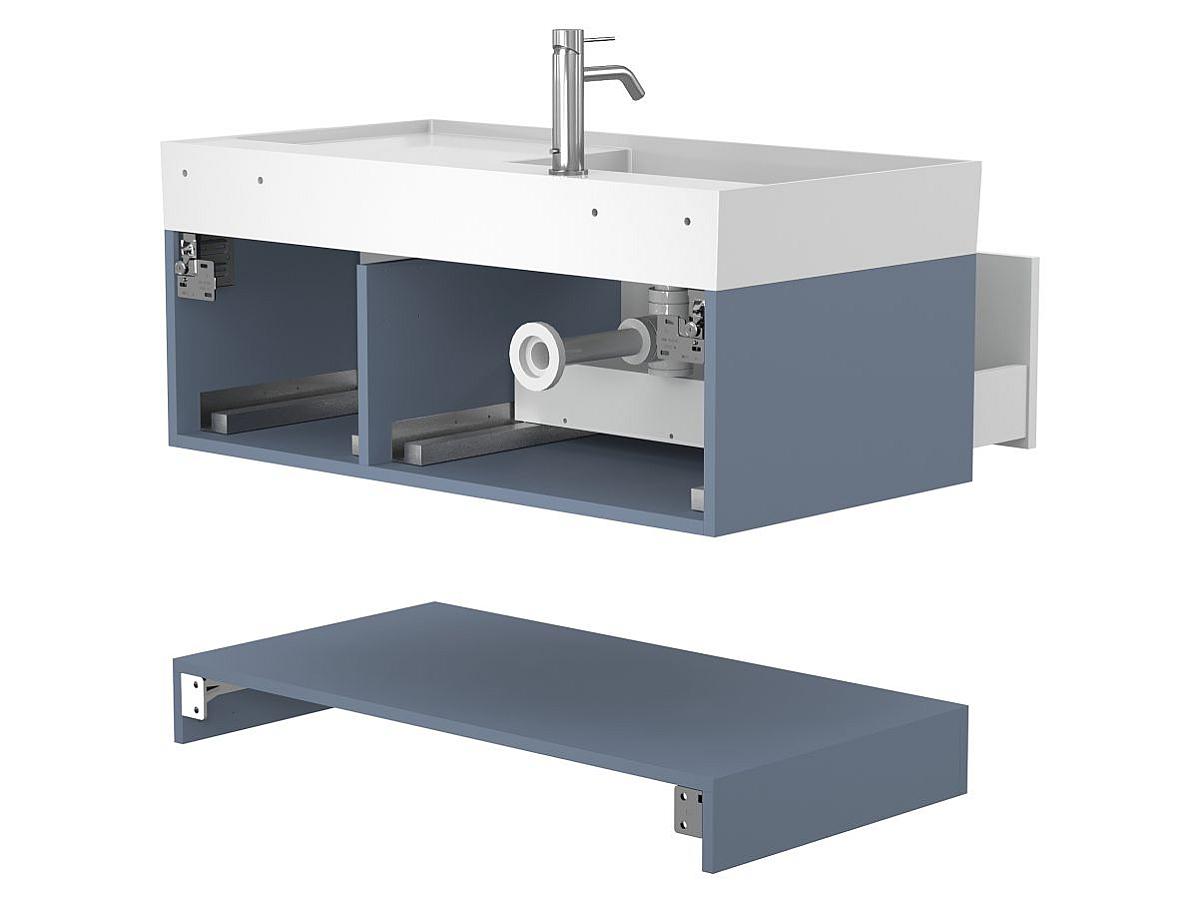 Тумба подвесная DUO Серый с умывальником SOUL 1000